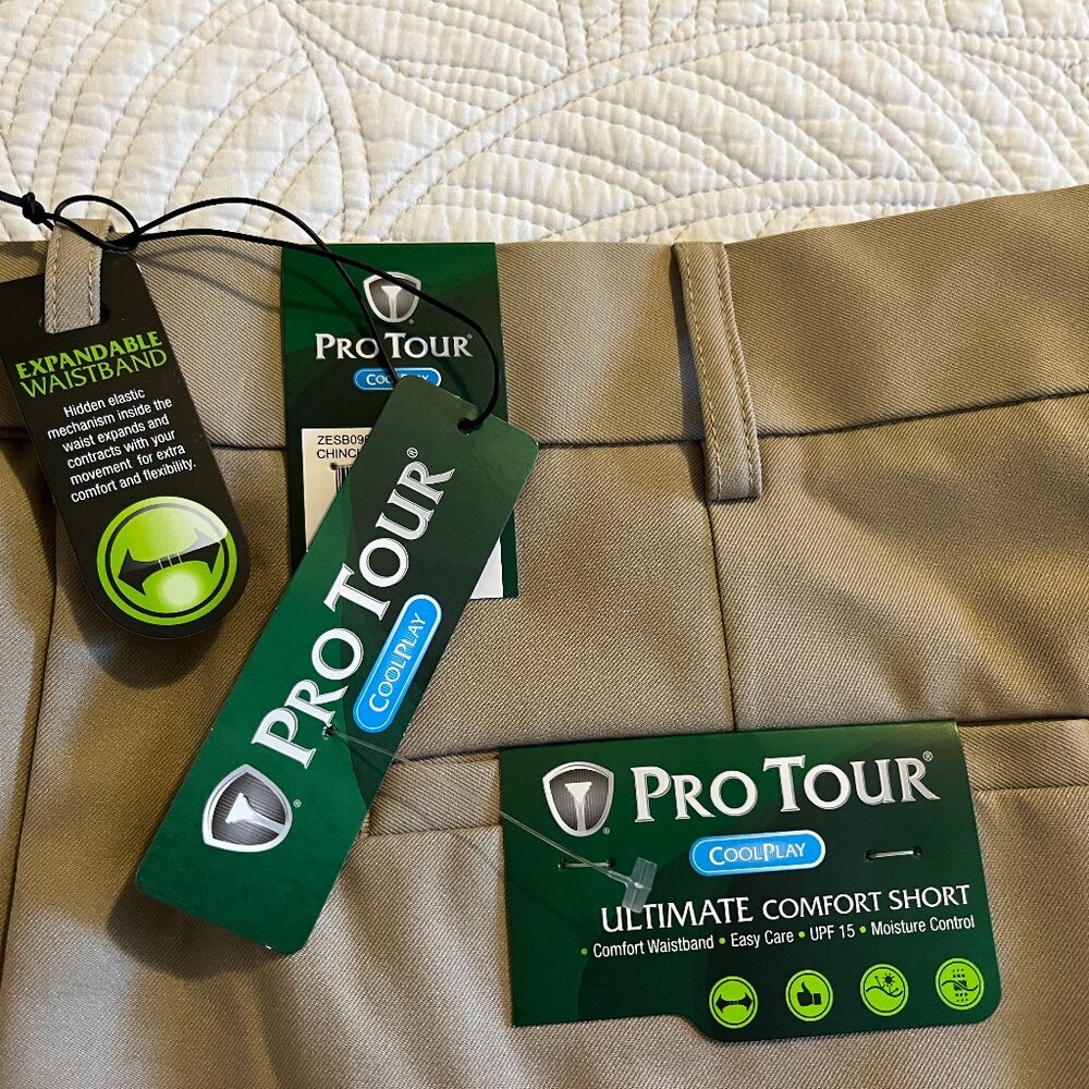 NWT PRO TOUR COOLPLAY SZ 40 GOLF SHORTS - COMFORT WAIST UPF 15 MOISTURE CONTROL